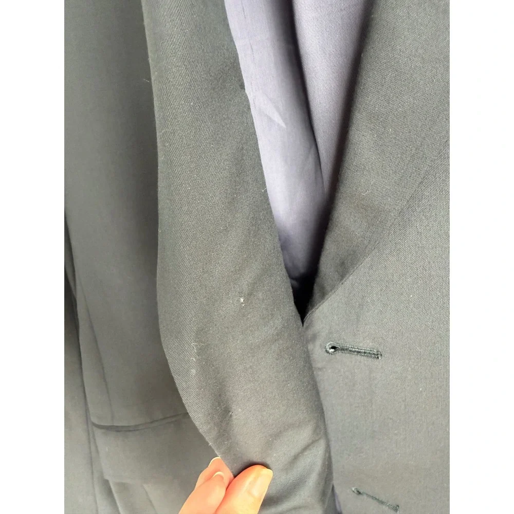 Barneys Loro Piana 120's Wool Blazer Minimalist Mens 40R Black Made in Canada